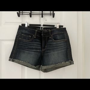 American Eagle jean shorts with pleather detail on sides